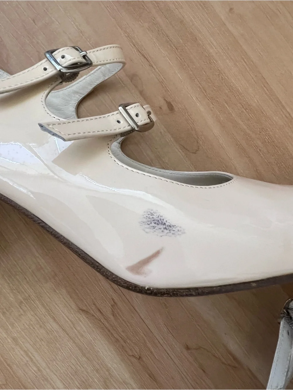 CAREL Paris Cream Patent Mary Jane Slingback Heels with Double Straps - Picture 5 of 5